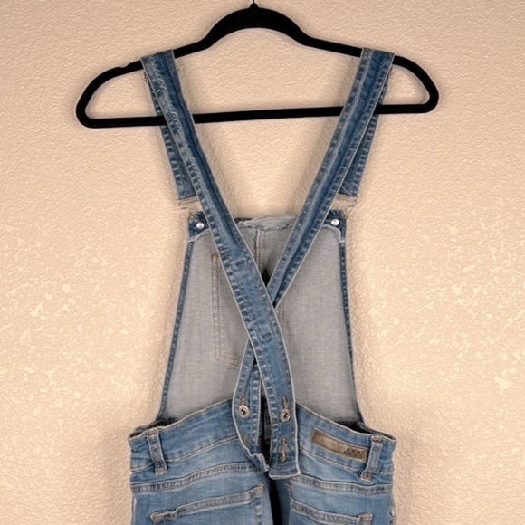 Dollhouse Denim 90's Y2K Distressed Cropped Overall Jeans Size 8/9 - Picture 5 of 9